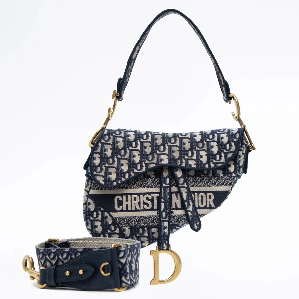 NEW! Authenticated Saddle Hand Bag Blue Dior Oblique Embroidery Iconic MSRP$5100 - Picture 7 of 16